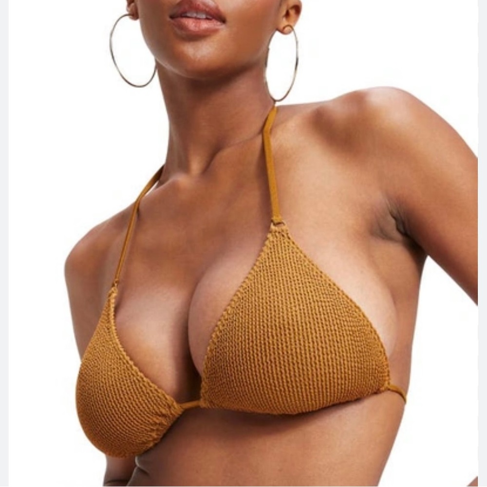 Good American Always Fits Twist Top Bronze Brown Size 1/2